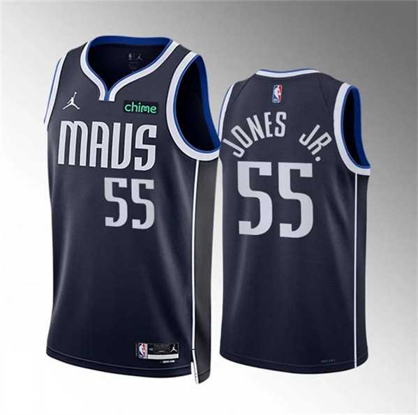 Men%27s Dallas Mavericks #55 Derrick Jones Jr Navy Statement Edition Stitched Basketball Jersey Dzhi
